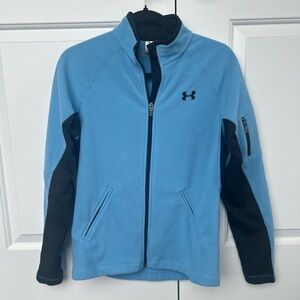 Under Armour ColdGear Fleece Zip Jacket | Blue & Black Athletic Running | M